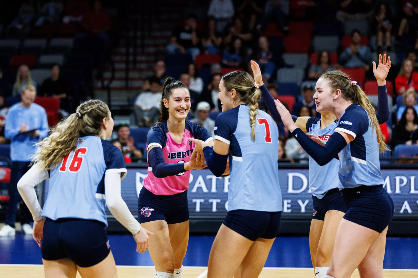 Liberty University's Women's Volleyball team takes on the New Mexico State Aggies at the Liberty Area on October 07, 2023. (Photo by: Jessie Jordan)