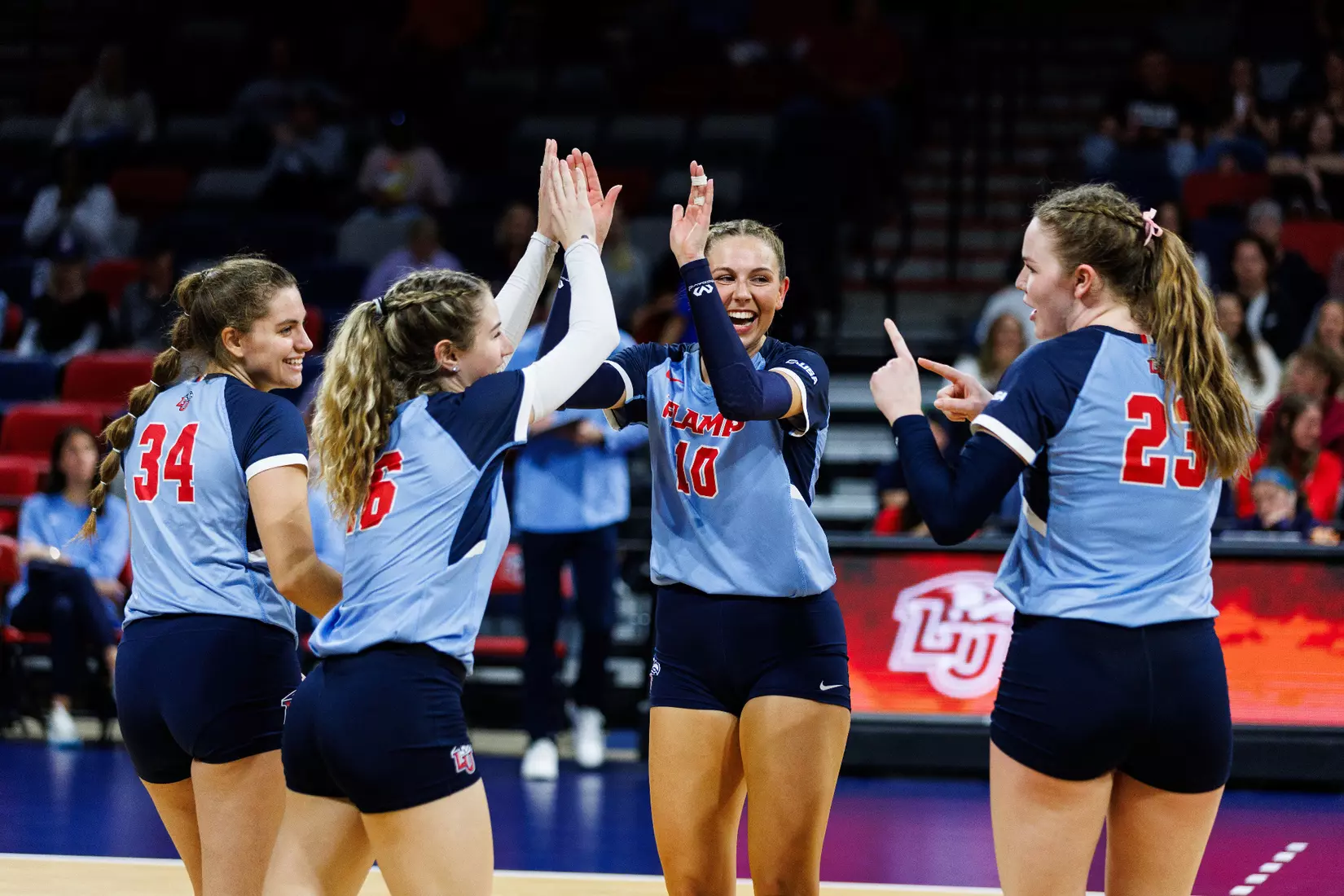 Liberty University's Women's Volleyball team takes on the New Mexico State Aggies at the Liberty Area on October 07, 2023. (Photo by: Jessie Jordan)