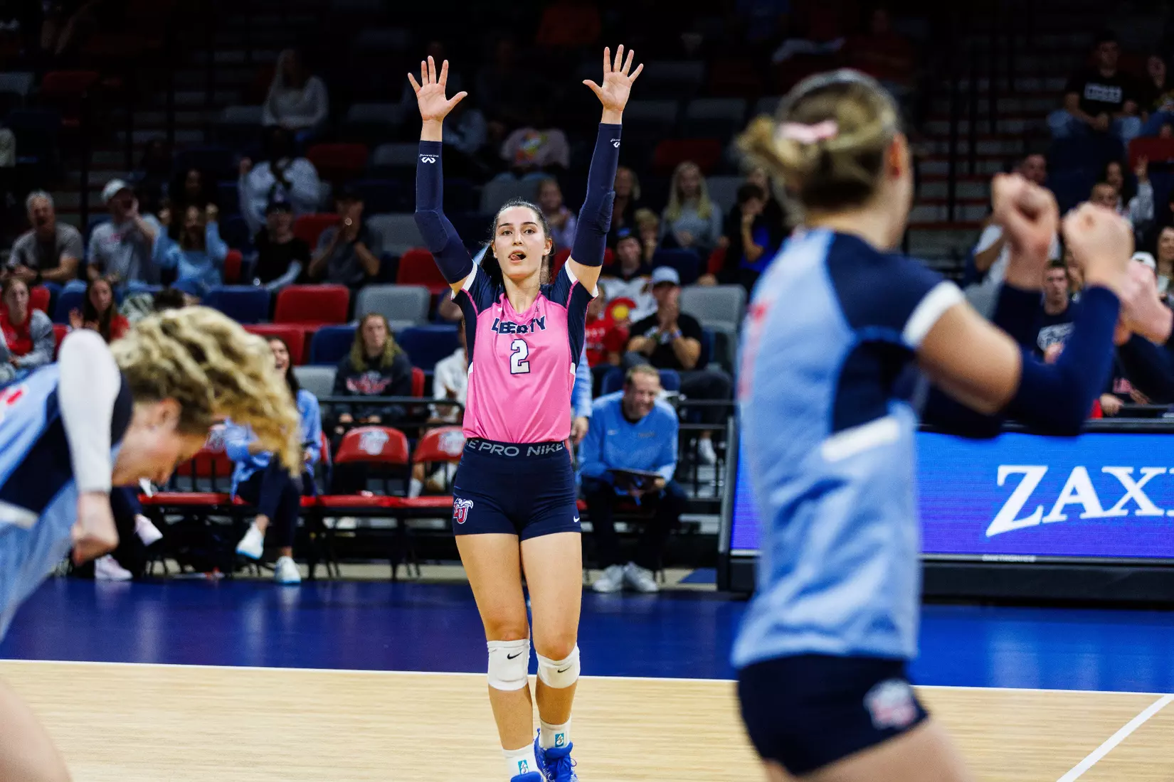 Liberty University's Women's Volleyball team takes on the New Mexico State Aggies at the Liberty Area on October 07, 2023. (Photo by: Jessie Jordan)