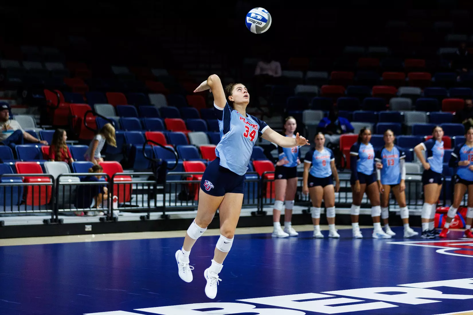 Liberty University's Women's Volleyball team takes on the New Mexico State Aggies at the Liberty Area on October 07, 2023. (Photo by: Jessie Jordan)