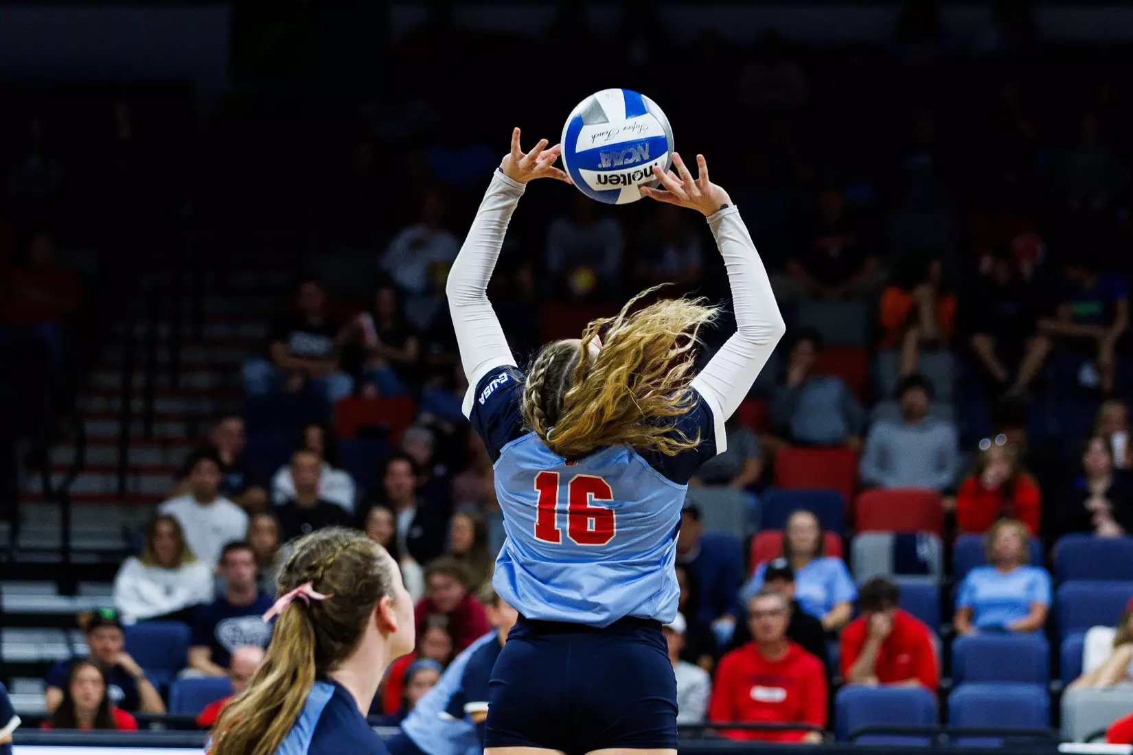 Liberty University's Women's Volleyball team takes on the New Mexico State Aggies at the Liberty Area on October 07, 2023. (Photo by: Jessie Jordan)