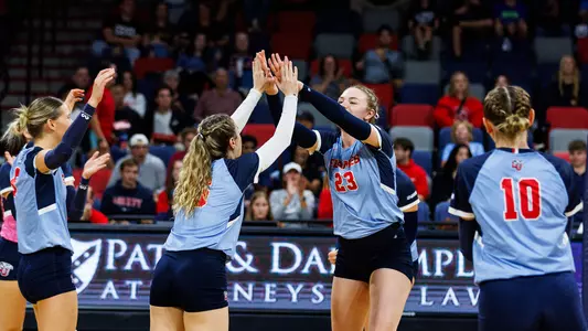 Liberty University's Women's Volleyball team takes on the New Mexico State Aggies at the Liberty Area on October 07, 2023. (Photo by: Jessie Jordan)