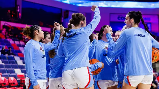 Women's Basketball Huddle vs. Radford