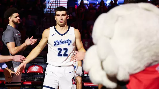 The Liberty Flames Men’s Basketball Team hosted the Mid-Atlantic Christian University Mustangs in Liberty Arena for the first home basketball game of the season on November 6, 2023. (Photo by Chase Gyles)