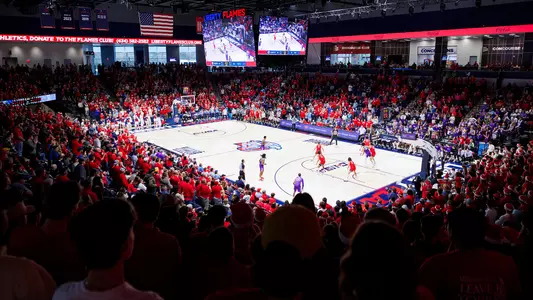 Liberty University’s Men’s Basketball team takes on the Grand Canyon University Lopes for a Red Out Game in the Liberty Arena on December 09, 2023. (Photo by: Chase Gyles)