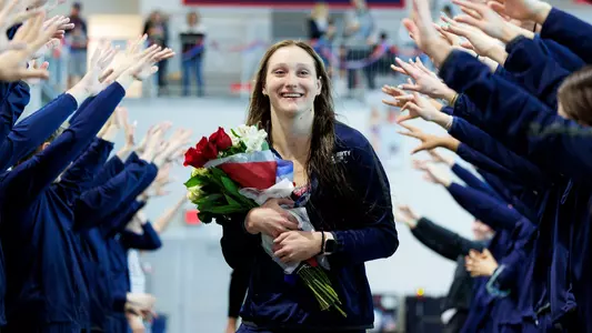 Liberty University’s Swim and Dive team competes in a meet vs. Campbell University at the Liberty University Natatorium on January 21, 2023. (Photo by: Chase Gyles)