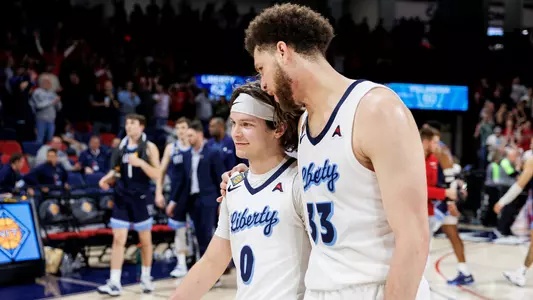 Liberty University’s Men’s Basketball team takes on the Villanova wildcats during the first round of the National Invitation Tournament (NIT) in the Liberty Arena on March 14, 2023. (Photo by: Chase Gyles)