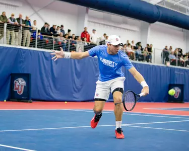 Liberty Mens Tennis vs UVA on the 19th of January, 2023. (Photo By Cassidy Paxton)