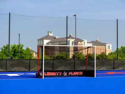 The East Campus Fields Field Hockey field and goals are photographed for a design on May 17, 2023. (Photo by: Chase Gyles)
