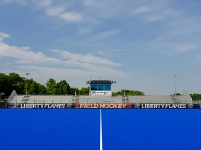 The East Campus Fields Field Hockey field and goals are photographed for a design on May 17, 2023. (Photo by: Chase Gyles)