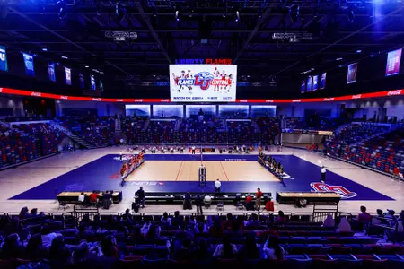 Women’s Volleyball take on VCU in the Liberty Arena on Friday January 22, 2021. (Photo by KJ Jugar)