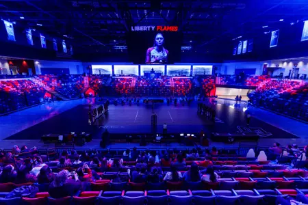 Women’s Volleyball take on VCU in the Liberty Arena on Friday January 22, 2021. (Photo by KJ Jugar)
