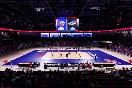 Women’s Volleyball take on VCU in the Liberty Arena on Friday January 22, 2021. (Photo by KJ Jugar)