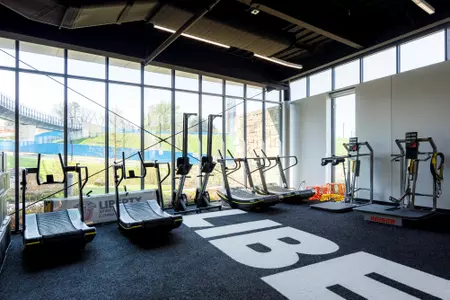 The Liberty Athletics Center Weight Room is photographed as part of a Facilities update on April 05, 2023. (Photo by: Chase Gyles)