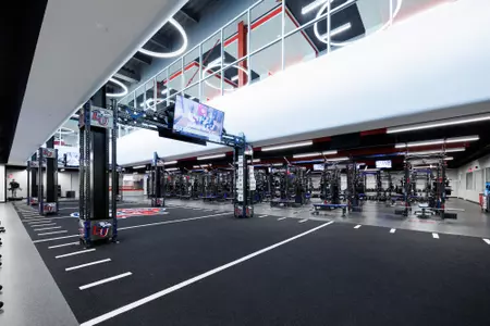 The Football Weight Room in the Liberty Football Center is photographed on April 24th, 2023. (Photo by Matt Reynolds)