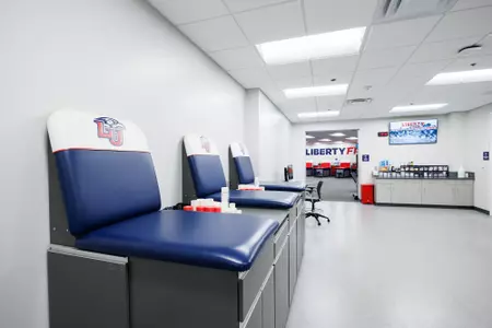 The Football Athletic Training Rooms in the Liberty Football Center is photographed on April 24th, 2023. (Photo by Matt Reynolds)