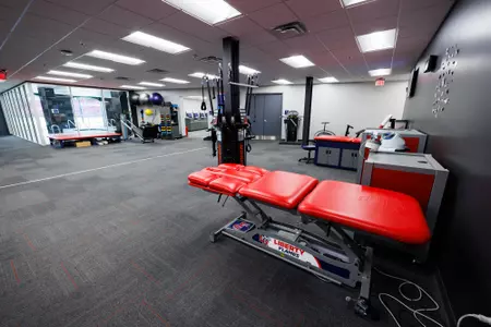 The Football Athletic Training Rooms in the Liberty Football Center is photographed on April 24th, 2023. (Photo by Matt Reynolds)