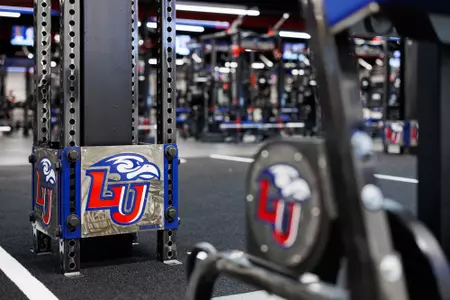 The Football Weight Room in the Liberty Football Center is photographed on April 24th, 2023. (Photo by Matt Reynolds)