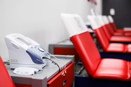 The Football Athletic Training Rooms in the Liberty Football Center is photographed on April 24th, 2023. (Photo by Matt Reynolds)