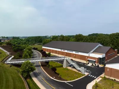 The completed Multipurpose Center is photographed from the drone on May 23, 2023. (Photo by KJ Jugar)