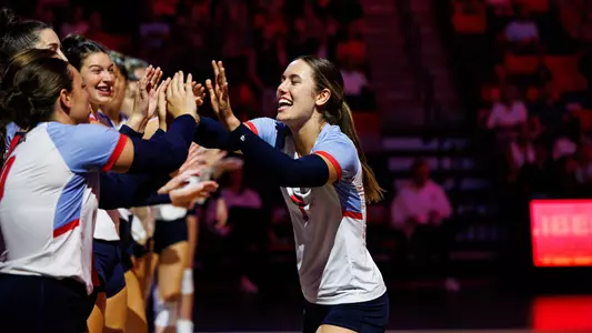 Liberty University's Women's Volleyball team takes on the Stony Brook Seawolves at Liberty Arena on August 26, 2023. (Photo by: Jessie Jordan)