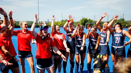 Liberty’s Field Hockey Team Faces Harvard University on September 8, 2023. (Photo by: Kendall Tidwell)
