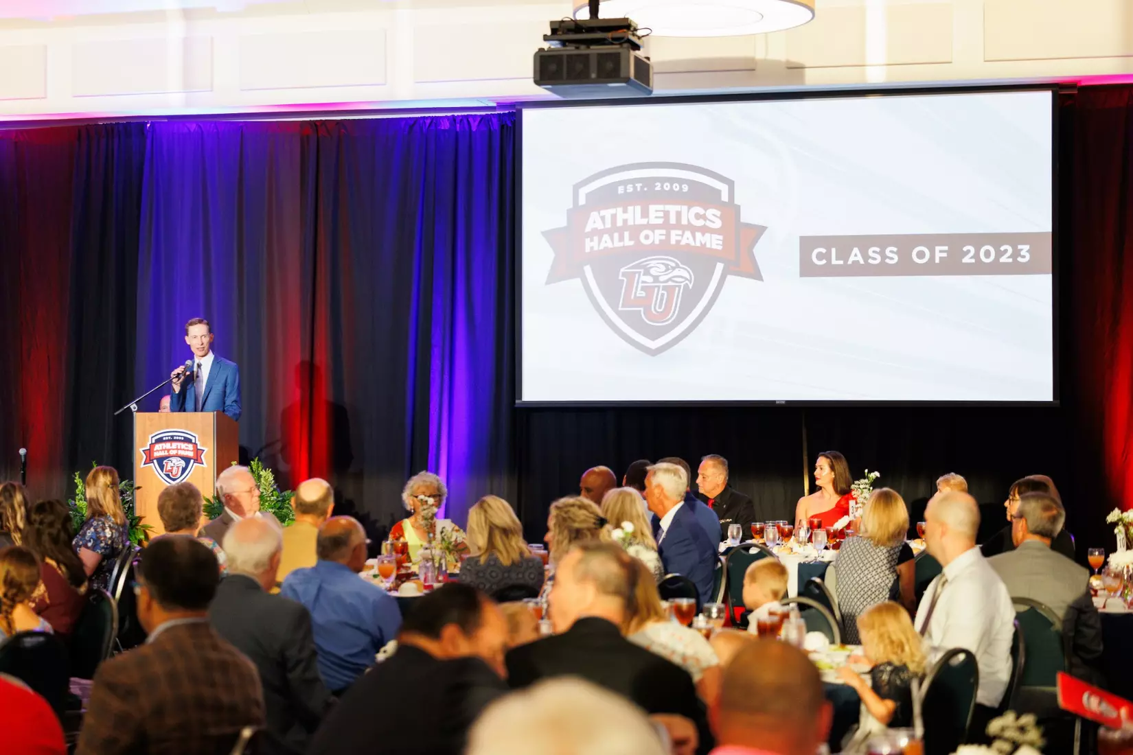 The 2023 Athletics Hall of Fame Banquet is photographed in the Alumni Ballroom on September 8th, 2023. (Photo by: Matt Reynolds)