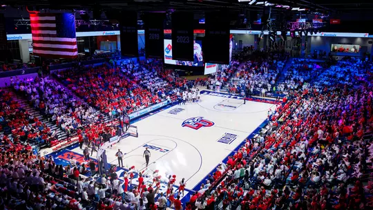 The Liberty University Men’s Basketball team takes on the Louisiana Tech Bulldogs in the Liberty Arena for Stripe Out night on February 10, 2024. (Photo by: Chase Gyles)