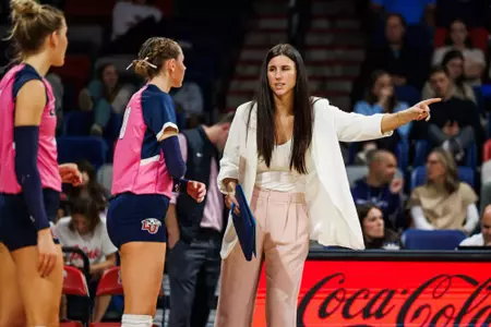 The Liberty Women’s Volleyball team plays against MTSU in the Liberty Arena on October 18th, 2024. (Photo by Brooke McDuffee)