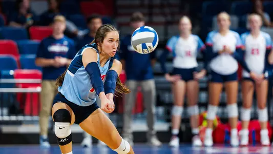 The Liberty University Women’s Volleyball team takes on the University of Virginia Cavaliers in the Liberty Arena on September 13, 2024. (Photo by: Matt Reynolds)
