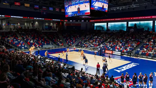 The Liberty Volleyball team takes on UTEP at the Liberty Arena on November 8th, 2024. (Photo by Brooke McDuffee)