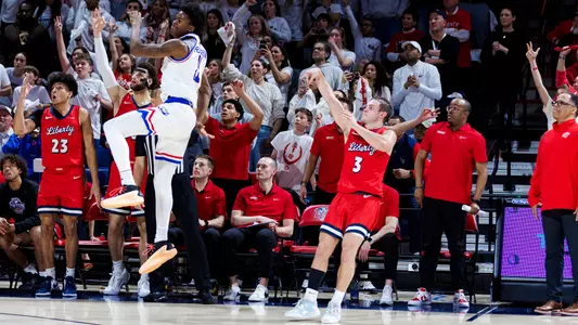 The Liberty University Men’s Basketball team takes on the Louisiana Tech Bulldogs in the Liberty Arena for Stripe Out night on February 10, 2024. (Photo by: Chase Gyles)