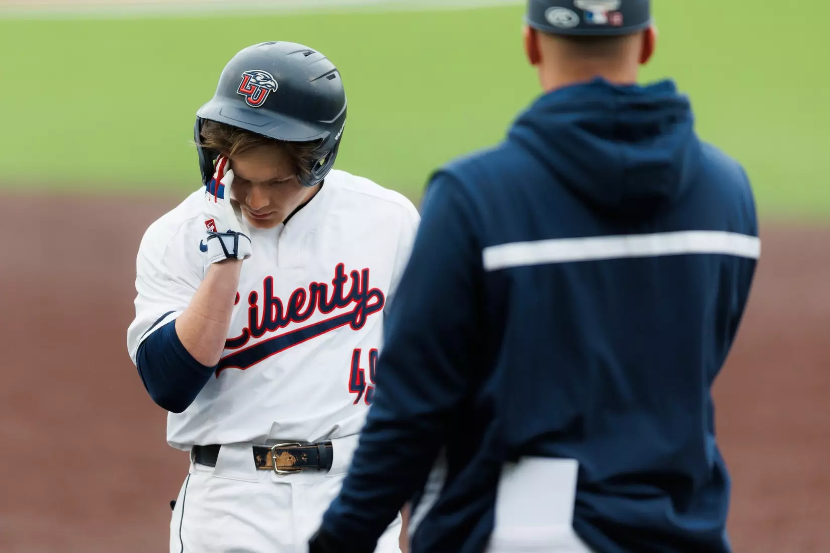 Baseball takes on Quinnipiac at the Liberty Baseball Stadium on February 16, 2024. (Photo by Matt Reynolds)
