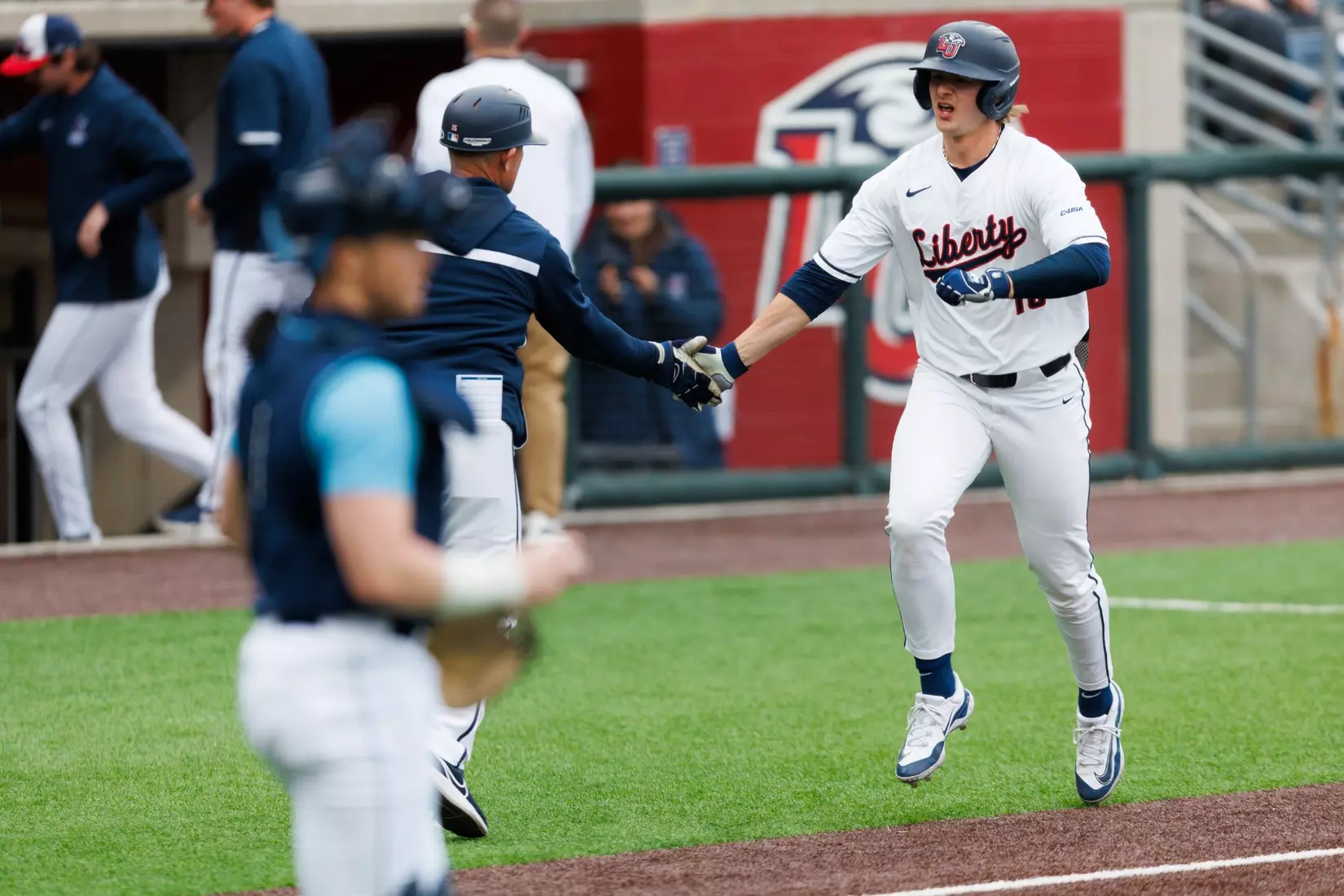Baseball takes on Quinnipiac at the Liberty Baseball Stadium on February 16, 2024. (Photo by Matt Reynolds)