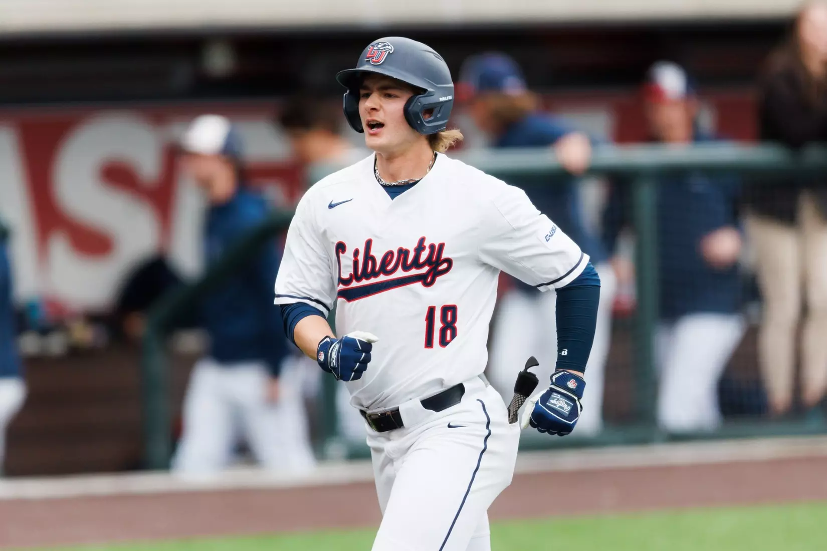 Baseball takes on Quinnipiac at the Liberty Baseball Stadium on February 16, 2024. (Photo by Matt Reynolds)