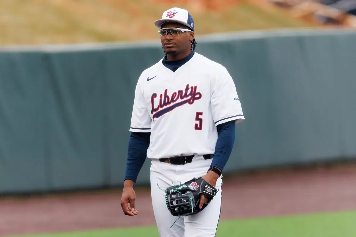 Baseball takes on Quinnipiac at the Liberty Baseball Stadium on February 16, 2024. (Photo by Matt Reynolds)