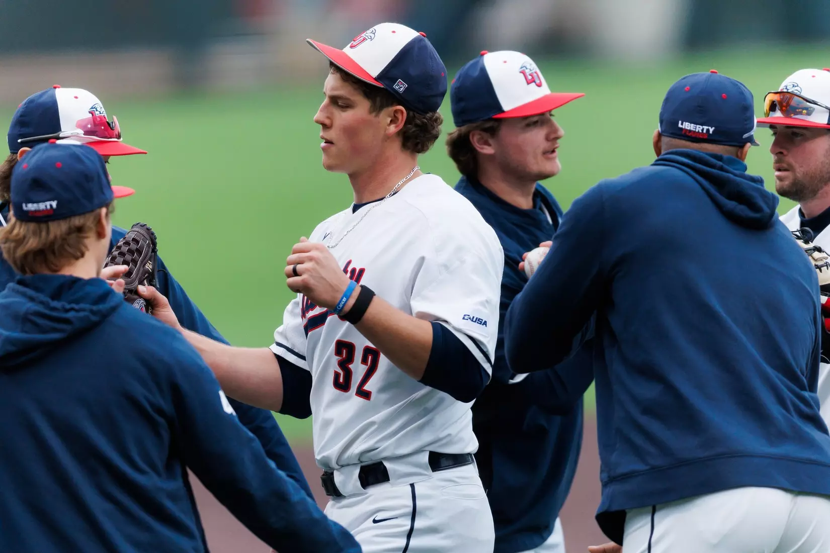 Baseball takes on Quinnipiac at the Liberty Baseball Stadium on February 16, 2024. (Photo by Matt Reynolds)