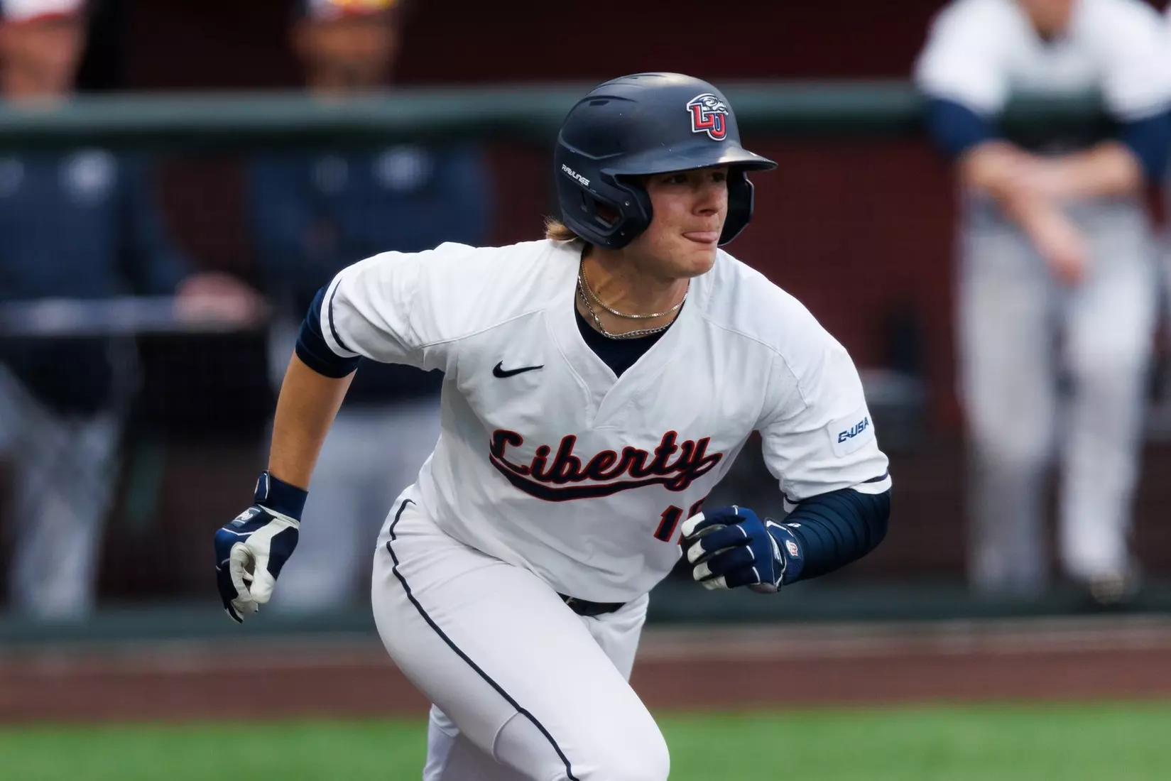 Baseball takes on Quinnipiac at the Liberty Baseball Stadium on February 16, 2024. (Photo by Matt Reynolds)