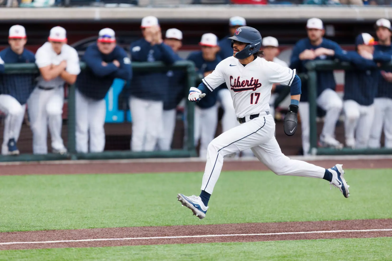 Baseball takes on Quinnipiac at the Liberty Baseball Stadium on February 16, 2024. (Photo by Matt Reynolds)