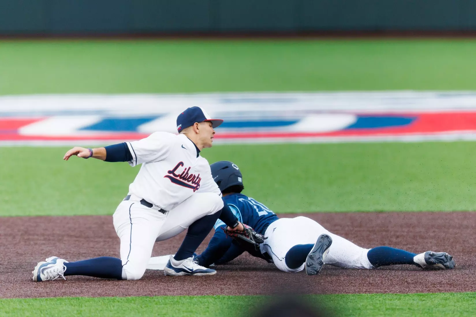 Baseball takes on Quinnipiac at the Liberty Baseball Stadium on February 16, 2024. (Photo by Matt Reynolds)