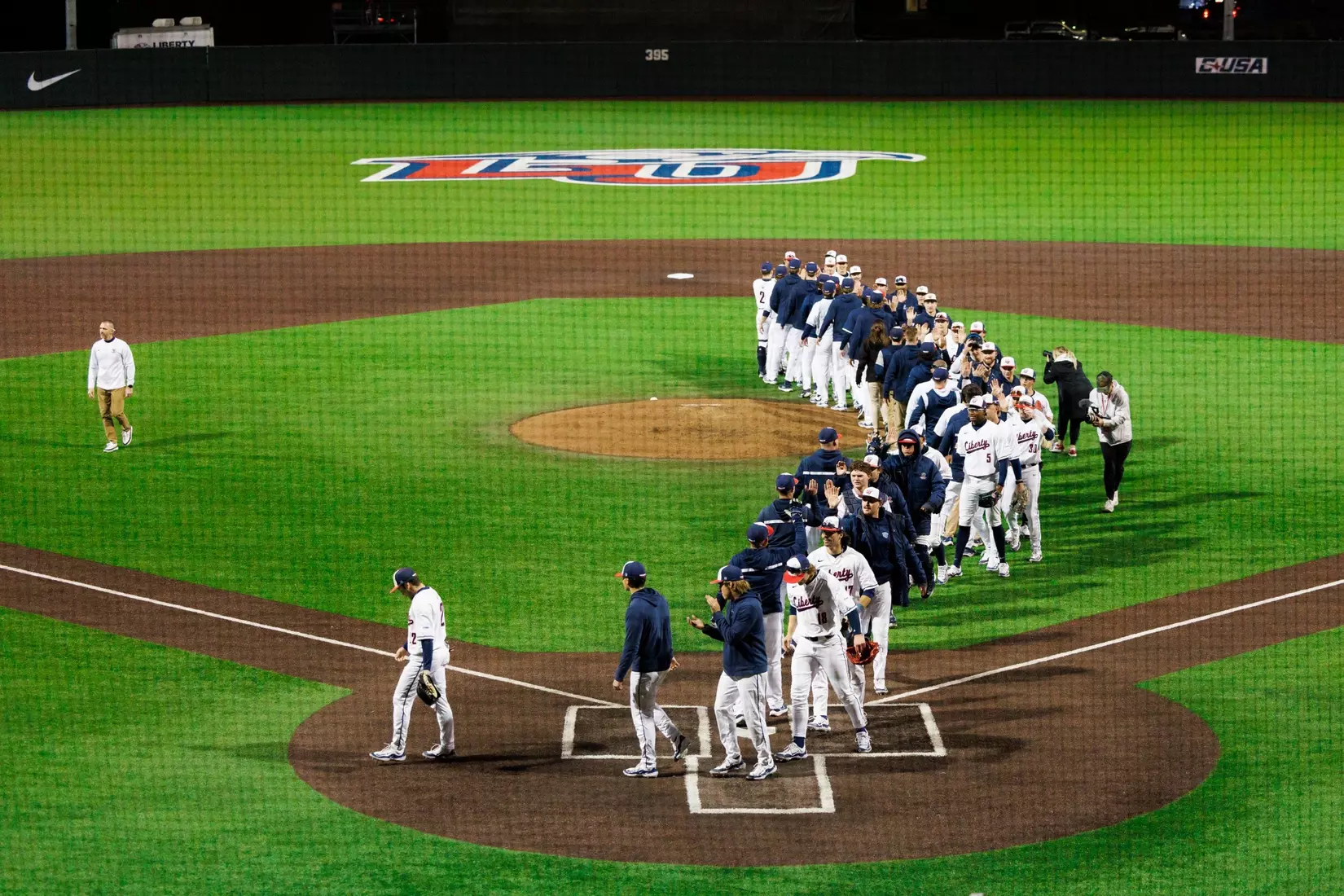 Baseball takes on Quinnipiac at the Liberty Baseball Stadium on February 16, 2024. (Photo by Matt Reynolds)