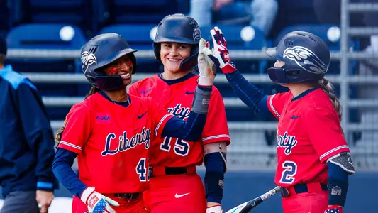 The Liberty Softball team hosts UNC Charlotte at the Liberty Softball Stadium on March 20, 2024. (Photo by Brooke McDuffee)