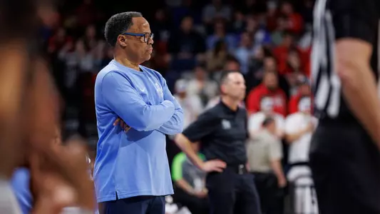 The Liberty University Men’s Basketball team takes on the New Mexico State Aggies in the Liberty Arena for an After Dark game on February 29, 2024. (Photo by: Jessie Jordan)