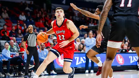 The Liberty Men’s Basketball teams plays against New Mexico State in the Liberty Arena on February 29, 2024. (Photo by Brooke McDuffee)
