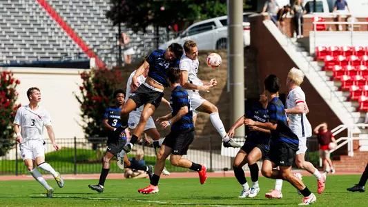 Men's Soccer - Carlos Trott Goes up For Header vs Ga St. 9-1-24