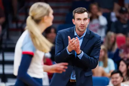 The Liberty University Women’s Volleyball team takes on the University of Virginia Cavaliers in the Liberty Arena on September 13, 2024. (Photo by: Matt Reynolds)