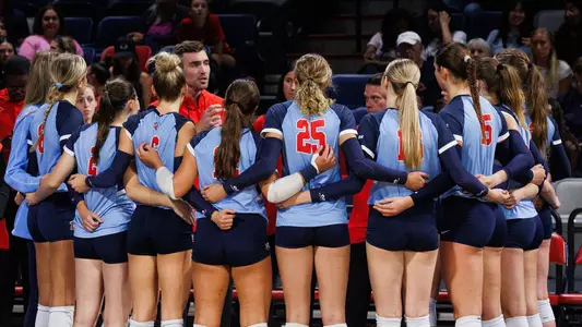 Volleyball Huddle Versus West Virginia 2024
