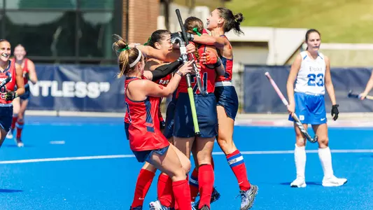 Liberty’s Field Hockey team plays against Duke University on September 15, 2024. (Photo by Brooke McDuffee)
