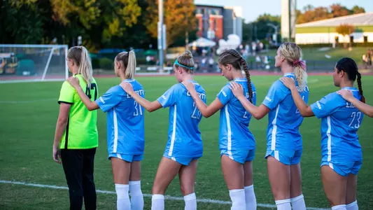 Women's Soccer lineup during National Anthem