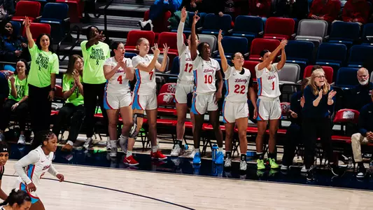 WBB Bench 3-Point Celebration vs Sam Houston